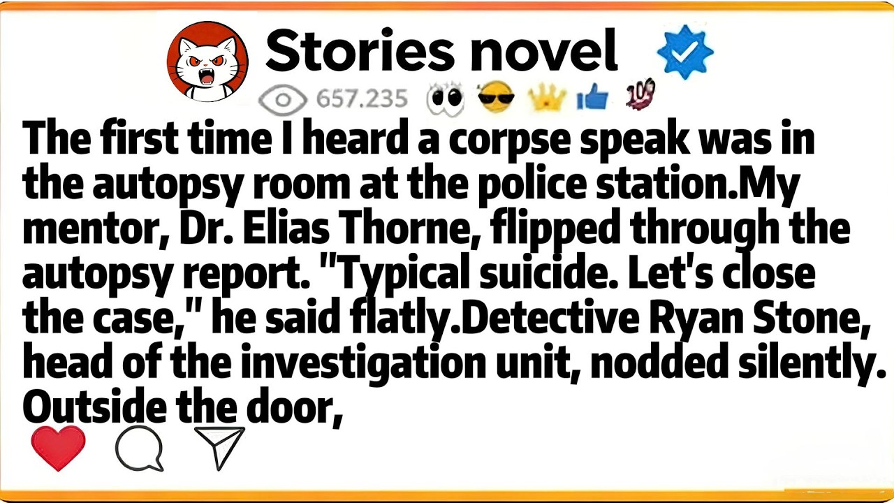 The first time I heard a corpse speak was in the autopsy room at the police station.My mentor,