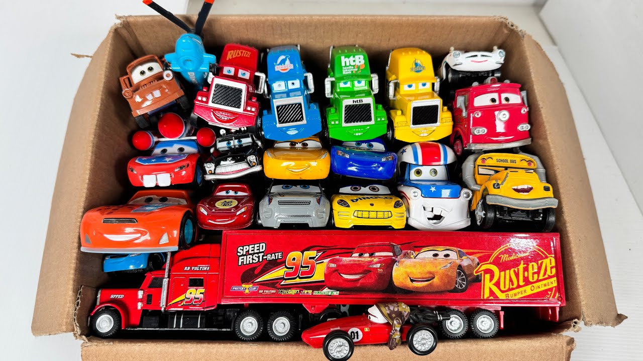 Disney Pixar Cars Unboxing Lightning McQueen Cars Movie and Mack Truck Hauler | ASMR Sliding Cars