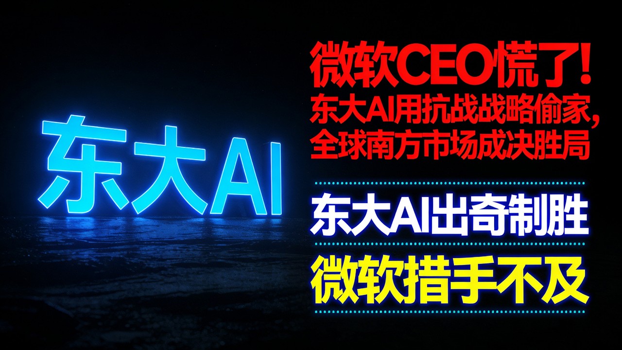 颠覆认知！中国AI不靠芯片靠战术，农村包围城市打懵硅谷#中美AI暗战#中国AI全球布局#DeepSeek开源战略#全球南方市场#空间换时间战略#微软CEO焦虑#AI生态竞争#数字丝绸之路
