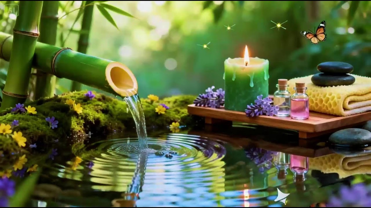 Relaxing Sleep Music with Bamboo Water Sound🌿Calm Anxiety,Insomnia Relief,Stress Relief & Meditation