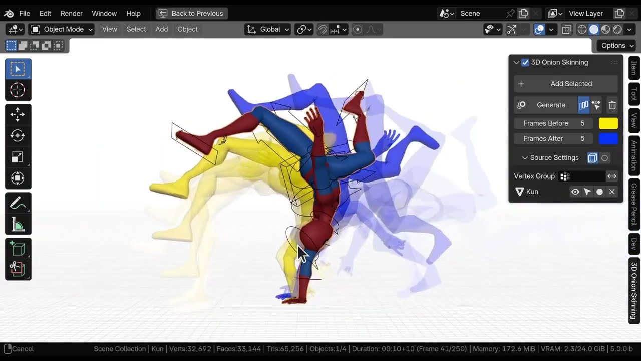 3D Onion Skinning Blender Addon - Overview and How to Use.