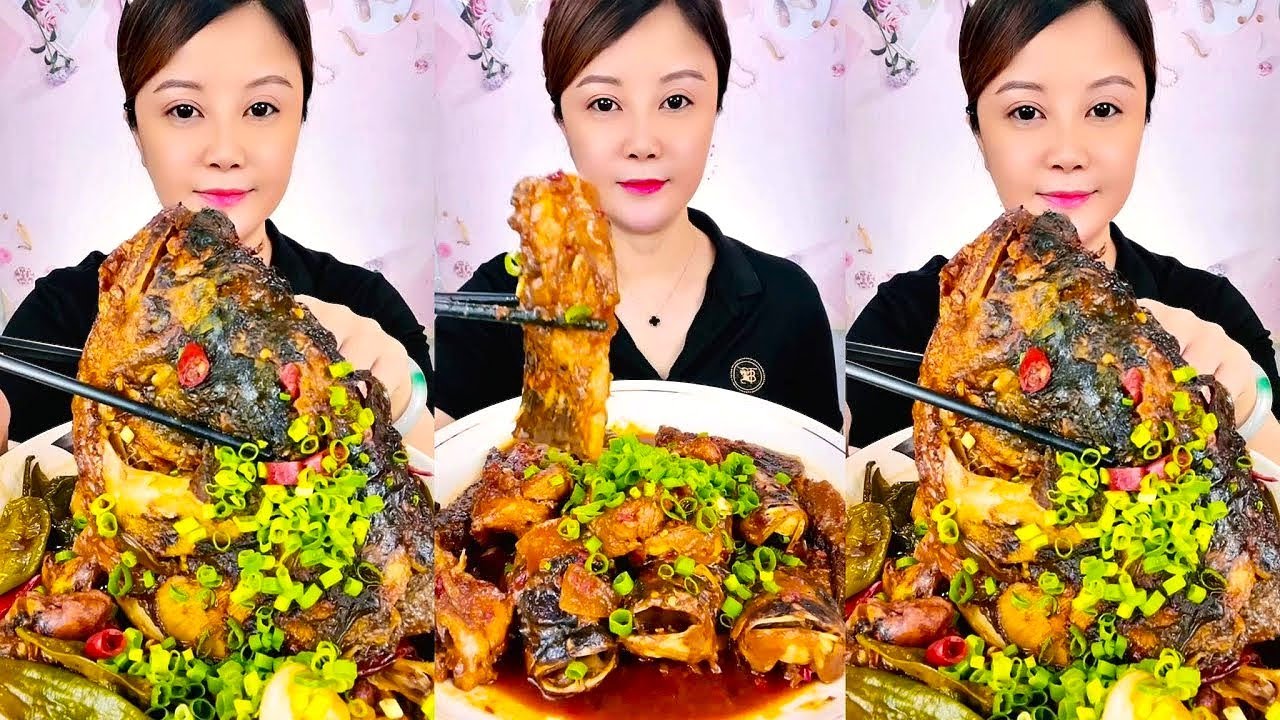 Eating Spicy Big Fish Fry Mukbang | Eating Fish Curry | Fish Head Curry | ASMR Eating Videos
