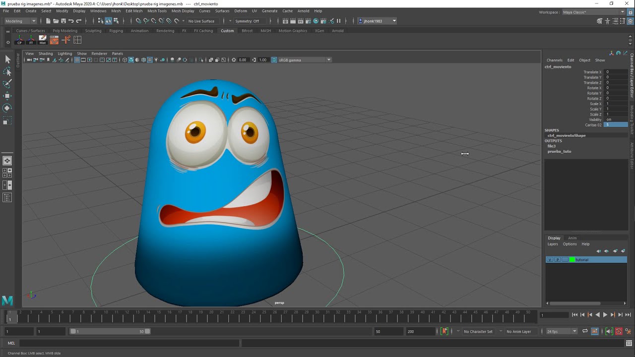 Rig Rostro Expresiones con Texturas en maya 3d