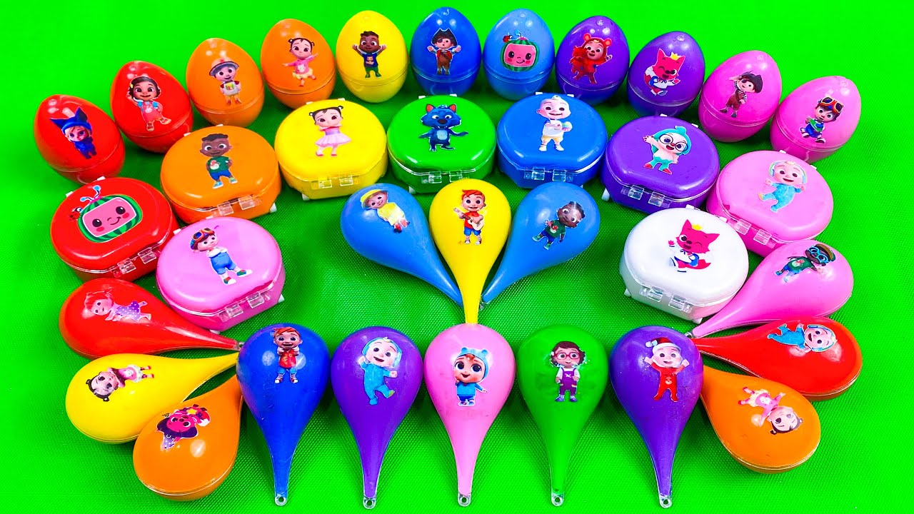 Cocomelon Slime 🌈 Finding Hidden Rainbow Slime Eggs & Suitcases with JJ & Pinkfong! Satisfying ASMR