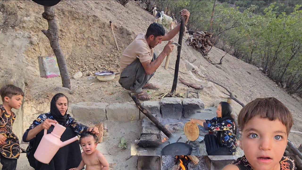 🔥 Real Cave Life in Iran| Daily Survival, TraditionalCooking & EverydayWork in the Wild Mountains