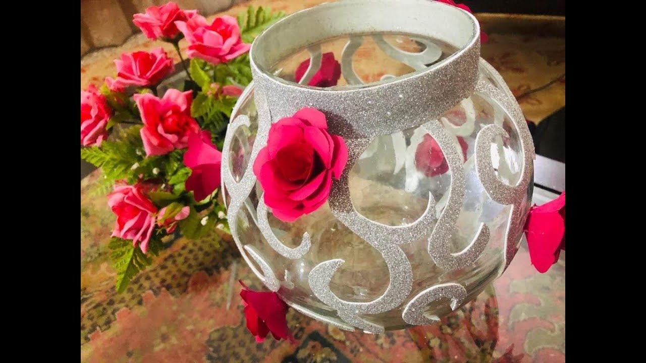 How to Decorate Glass | Easy Glass Jar Decor with flowers | Beautiful Glass Jar Idea