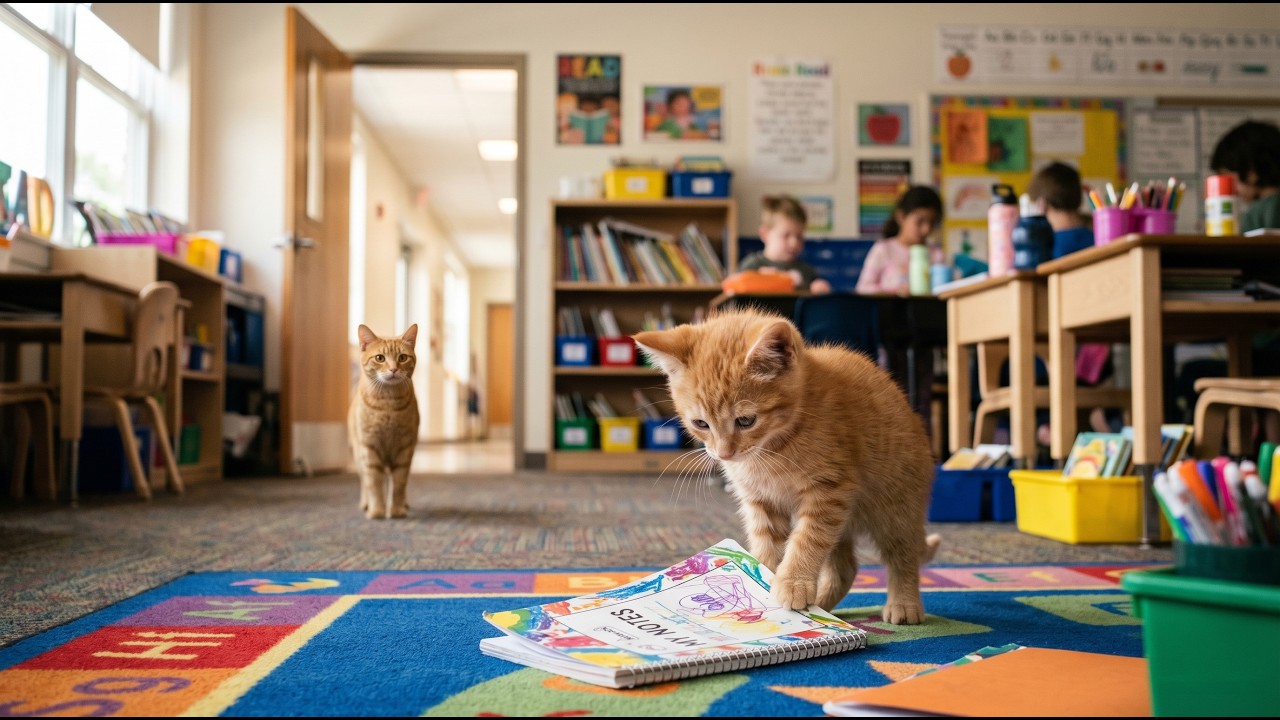 Tiny Kitten Was Embarrassed at School — Family Love Made Everything Better
