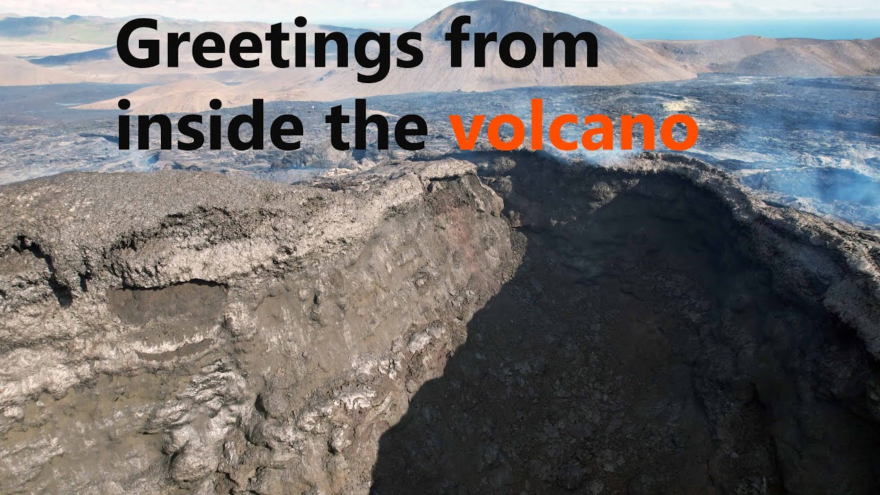 How deep is the cone? Greetings from the inside - Iceland Fagradalsfjall Geldingadalir Volcano