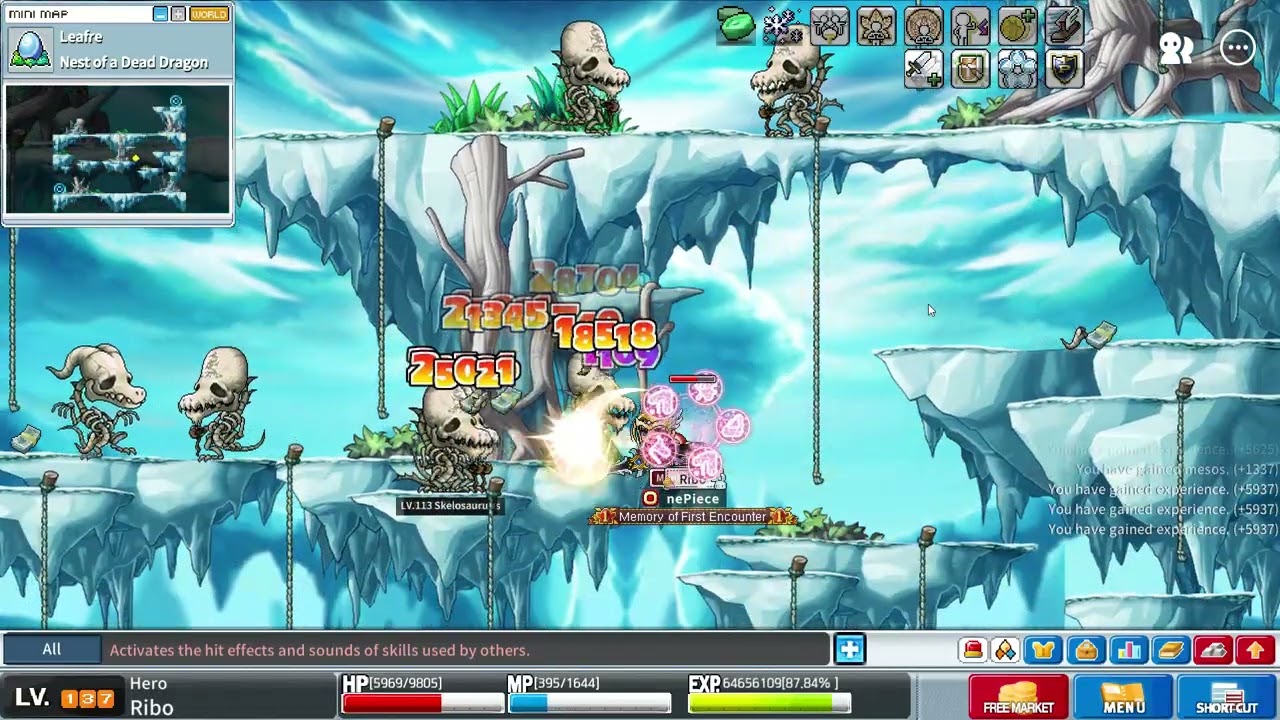 Maplestory Worlds Artale 137 Hero Grinding at Skele (2.15m/10)