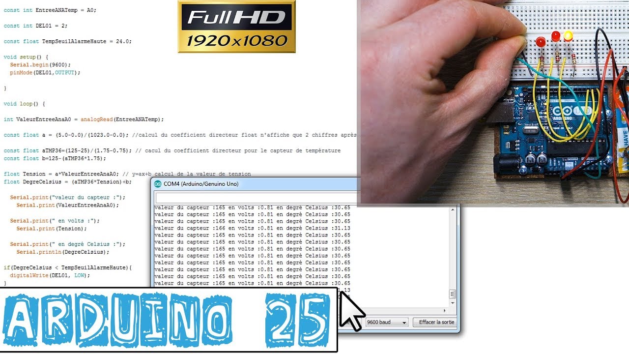 Arduino25-Allumer une Diode Electro Luminescente suivant un seuil de température-Base Programmation