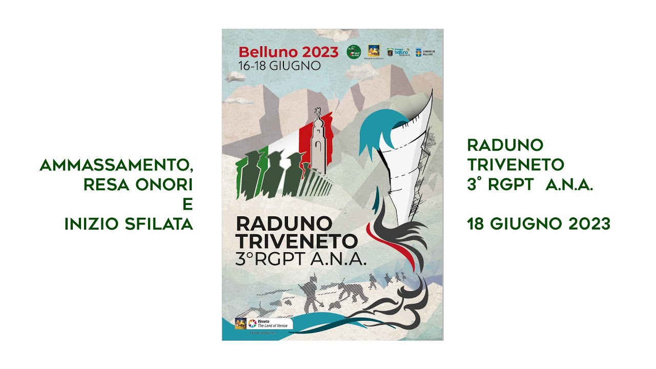 RADUNO TRIVENETO 3° RGPT ANA - Ammassamento, Resa onori alla autorità, gonfaloni e Labaro ANA