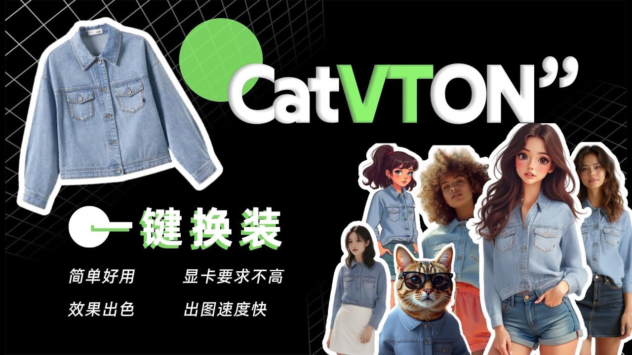 CatVTON一键换装，效果好，显卡要求低，能给一件衣服找无数个模特，也能为一个模特换无数件衣服。附详细安装过程