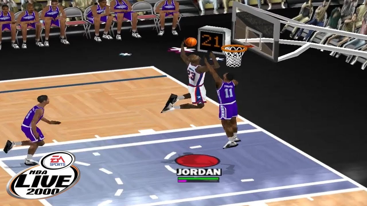 NBA Live 2000 (PC) - 90's All-Stars vs. 80's All-Stars - Michael Jordan with 28 pts, 8 rebs & 6 asts