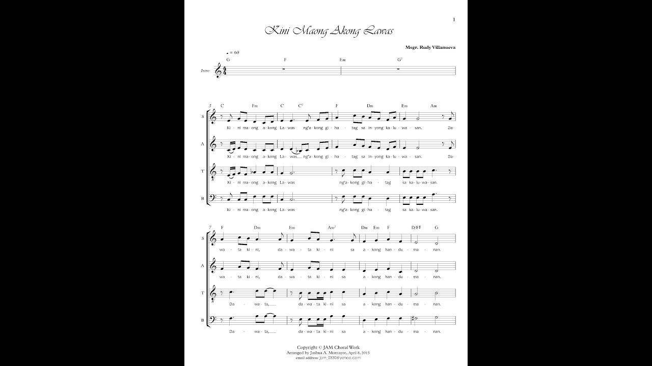 Kini Maong Akong Lawas [SATB]