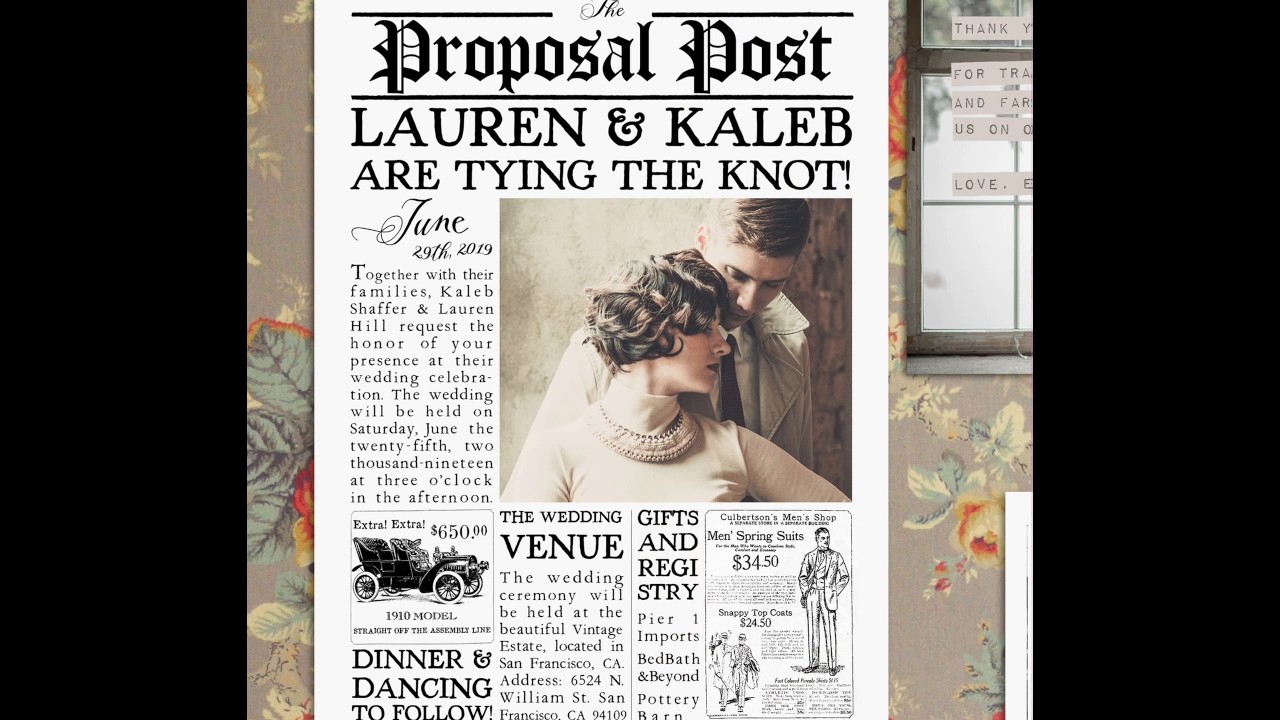 Printable, Vintage Newspaper-Style Wedding Invitations!