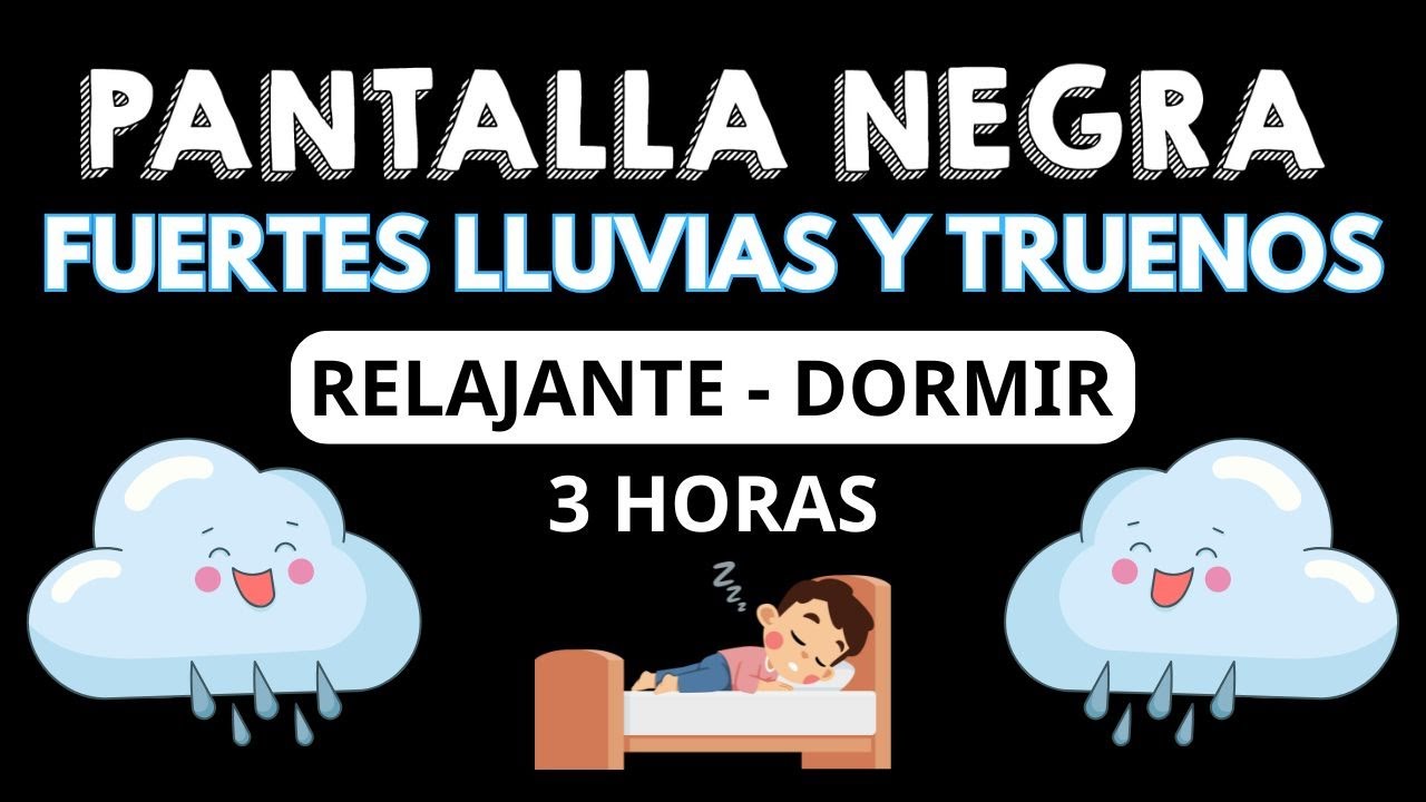 Sonidos de Lluvia Pesada y Truenos para Dormir - Tormenta Eléctrica con Pantalla Negra | Relajantes
