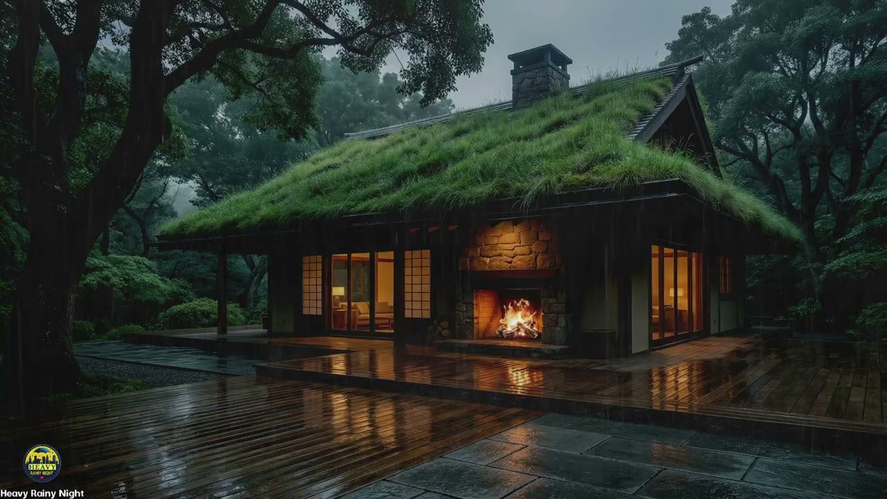 Gentle Heavy Rain Sound in the Evening for a Calm, Cool, and Deeply Soothing Rain-Filled Atmosphere
