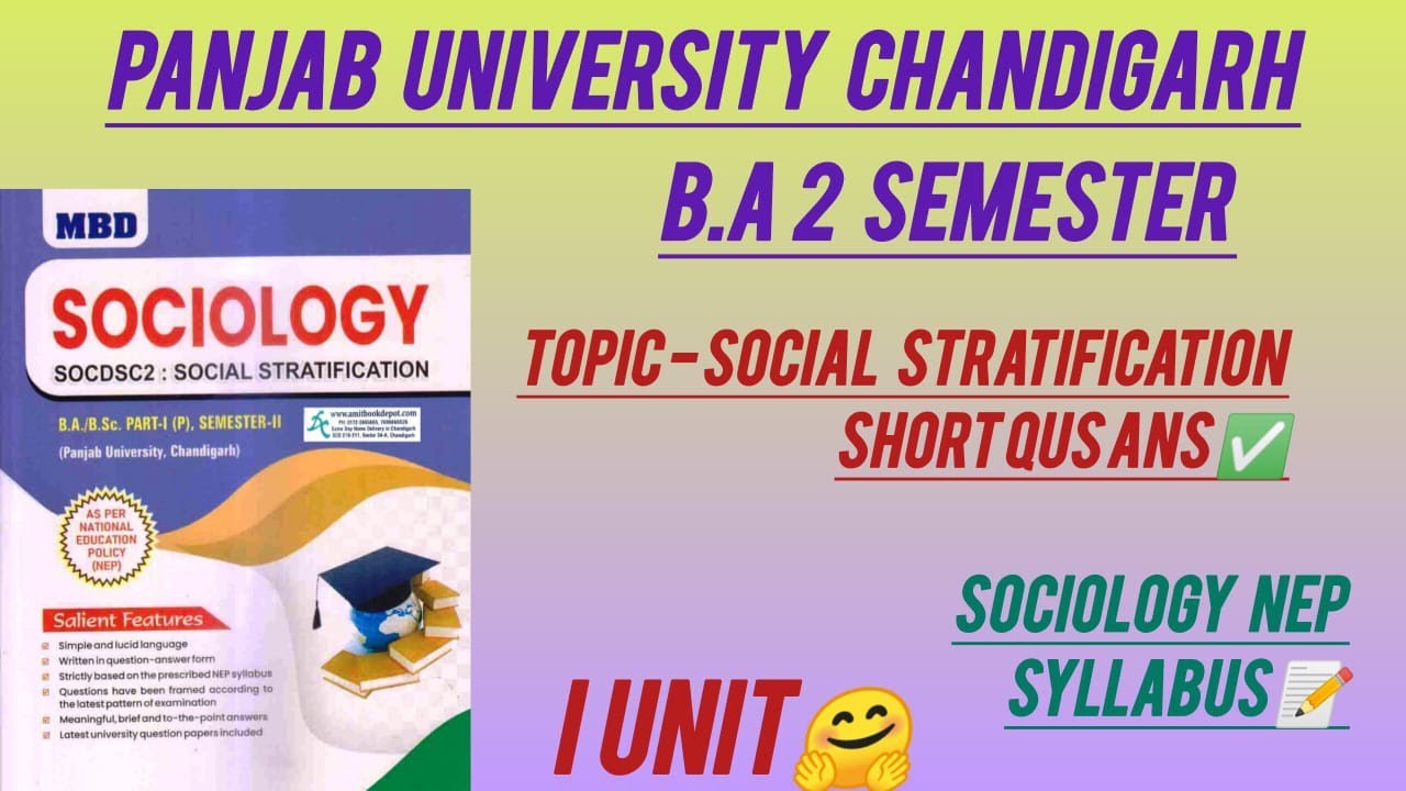 TOPIC - SOCIAL STRATIFICATION | SHORT QUS ANS ✅ B.A 2 SEMESTER 📝 SOCIOLOGY NEP SYLLABUS 📝 PUCHD 🤗