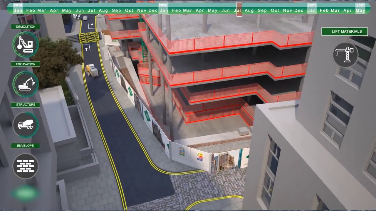 Construction sequence & logistics animation