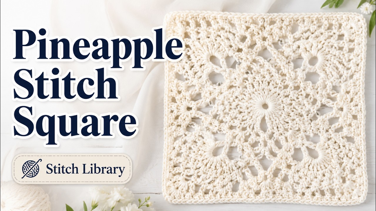 Crochet Pineapple Stitch Square - Devonshire Throw