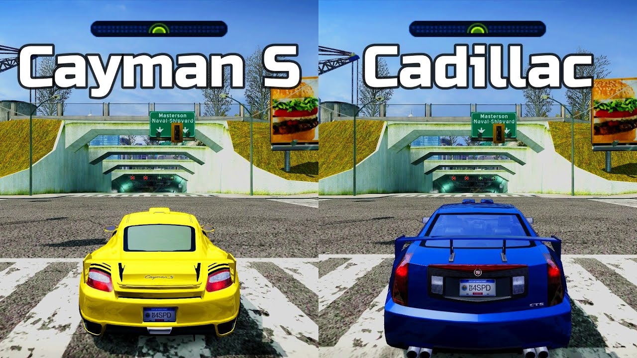 NFS Most Wanted: Porsche Cayman S vs Cadillac CTS - Drag Race