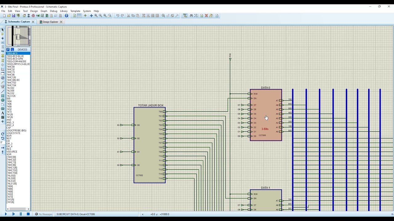 SAP-1 Design of 16*8 Bit RAM Using Proteus 8 Professional