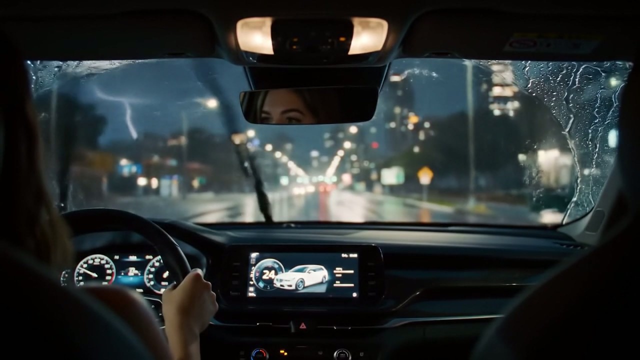 Boring Heavy Rain Driving at Night - Dark Screen Sounds for Study, Sleep