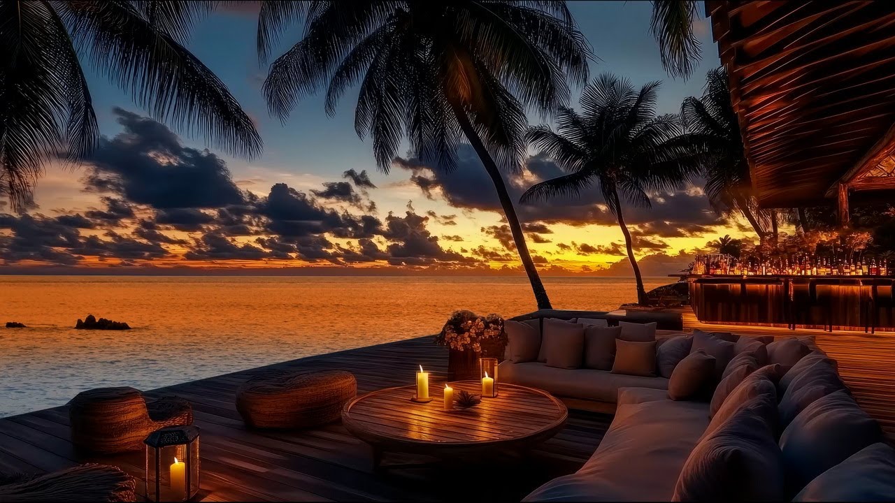 Seaside Night Jazz Ambience In Comfortable Porch | Enjoy Instrumental Jazz Piano Playlist by the Sea