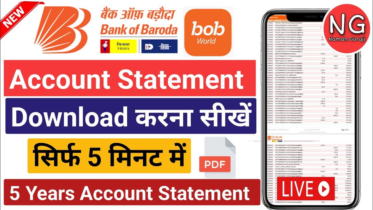 Bank of Baroda Statement Kaise Nikale -bob Statement pdf Download-bob net banking statement Download
