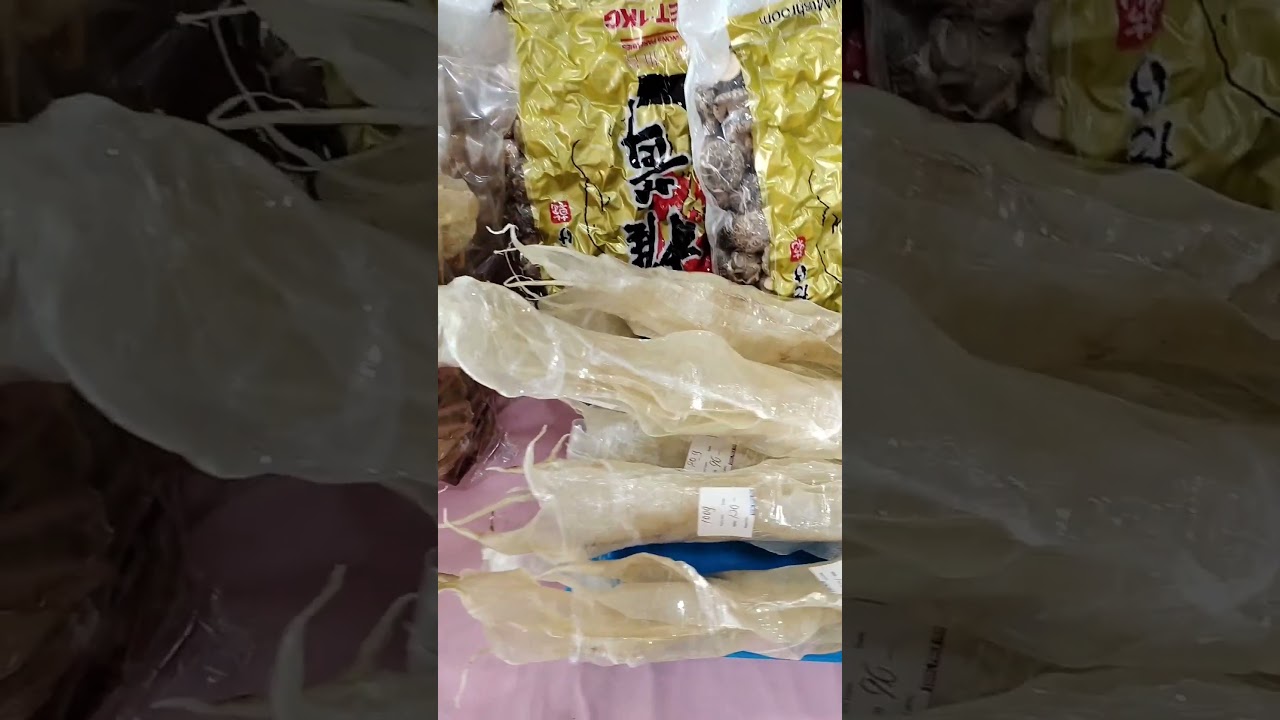 Dried seafoods: different variations of fish maw, sea cucumbers, prawn crackers, scallops, etc etc