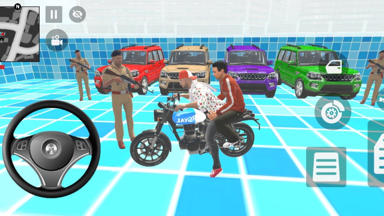 😍 Openworld Game Franklin washed NPC vehicles and Mahindra Scorpio in the swimming pool at home 🏠❤️
