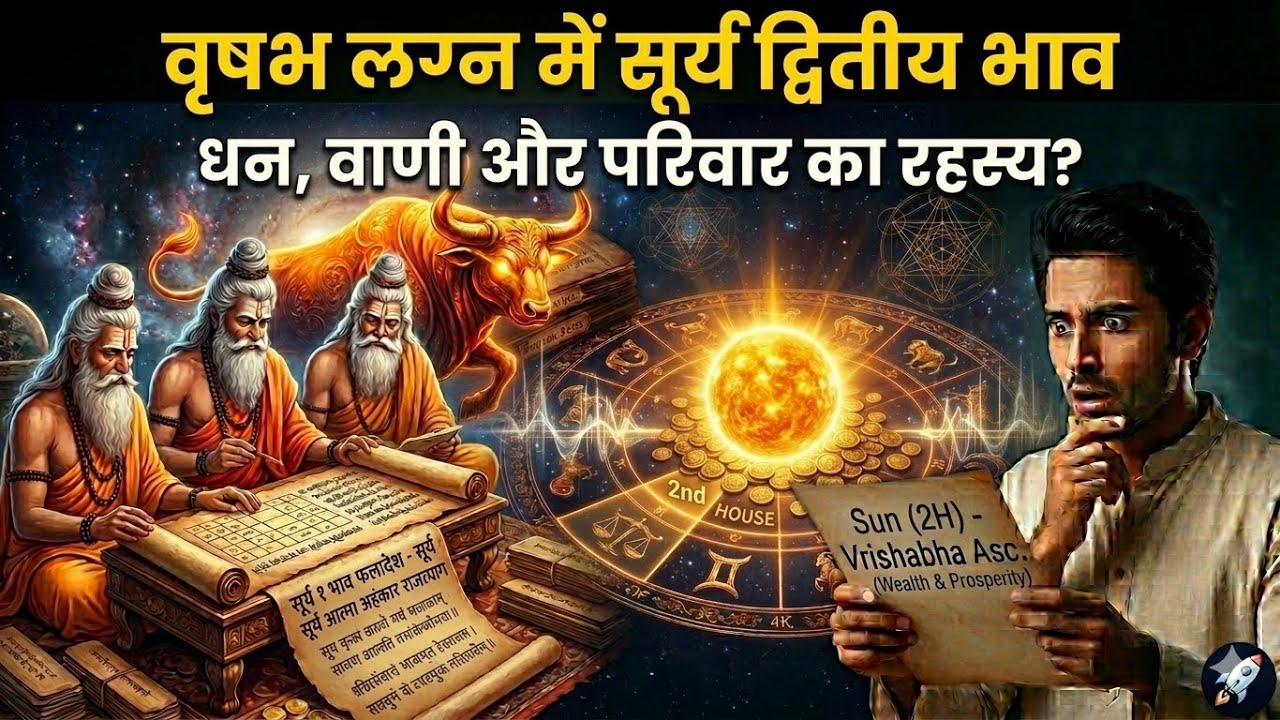 वृषभ लग्न में सूर्य द्वितीय भाव | Sun in 2nd House for Taurus Ascendant | Wealth, Speech & Family