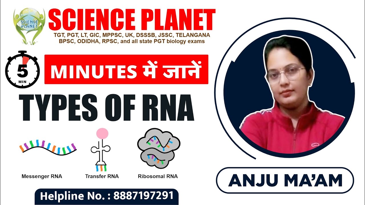 5 MIN में जानें All Types of RNA by Anju Mam of Science Planet!