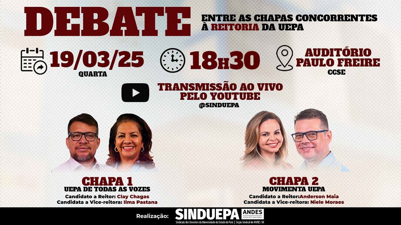 Debate entre as chapas concorrentes à reitoria da UEPA