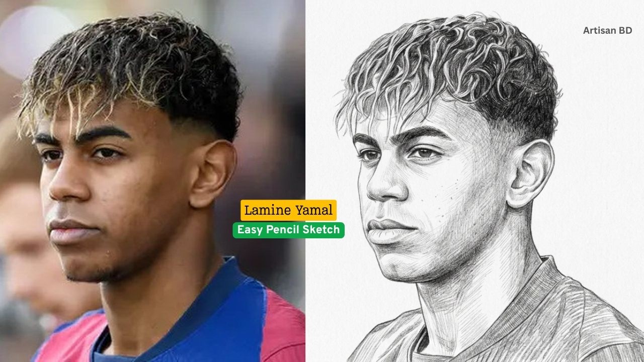 How to Draw Lamine Yamal Step By Step - Lamine Yamal Portrait Drawing
