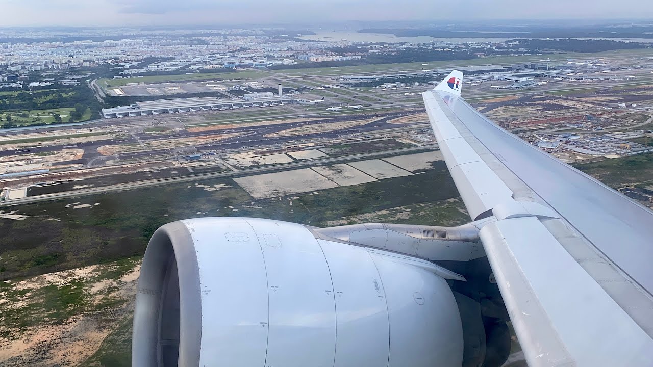 Malaysia Airlines Airbus A330-223 Takeoff from Singapore Changi Airport