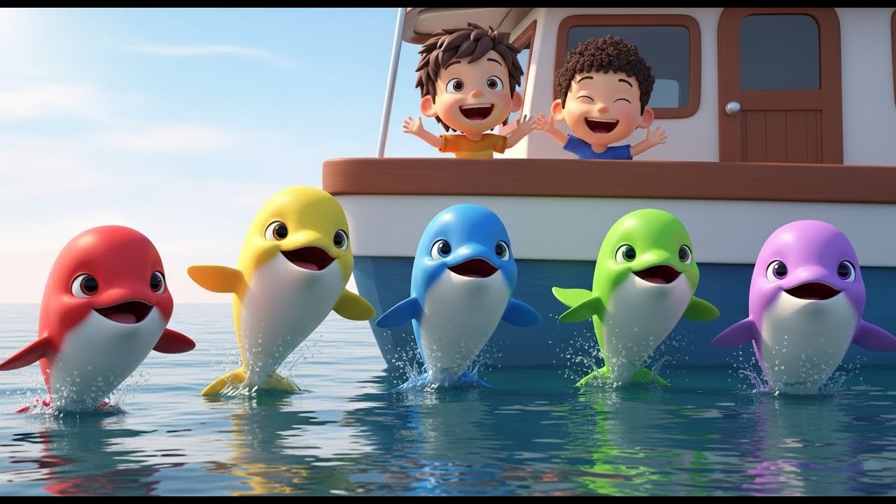 Cinco Pequenas Baleias Beluga Cantam no Gelo | Música Infantil e Sons do Mar