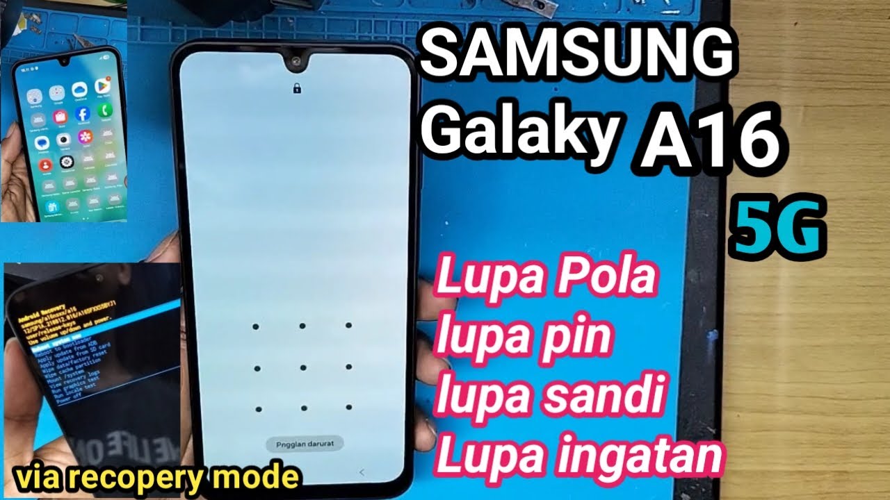 SAMSUNG A16-5G lupa pola lupa pin samsung A16 lupa layar kunci via recovery mode pemula bisa samsung
