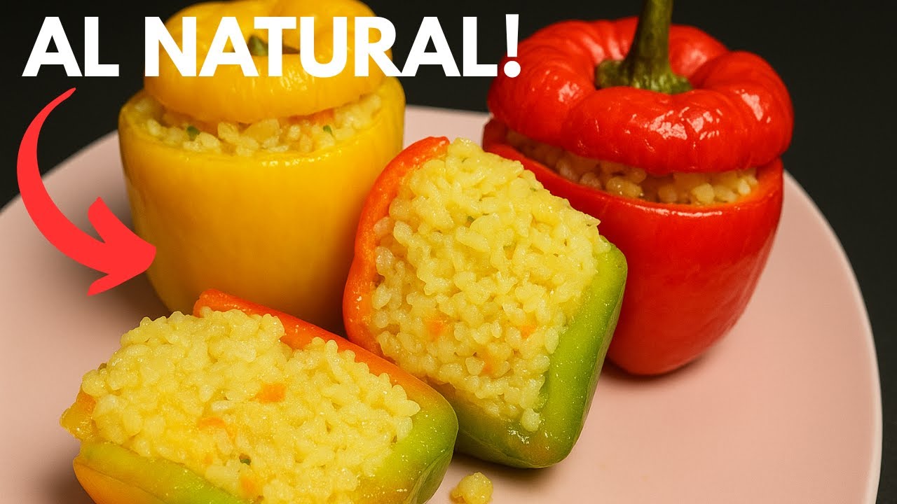 Esta receta facil y rapida! Pimientos rellenos con arroz!