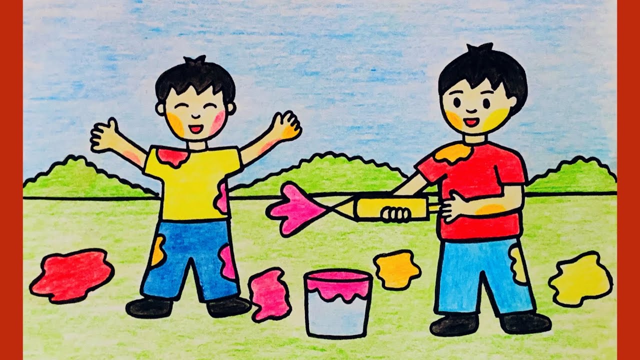 Holi Drawing Step by Step|Easy Holi Drawing#art #drawing
