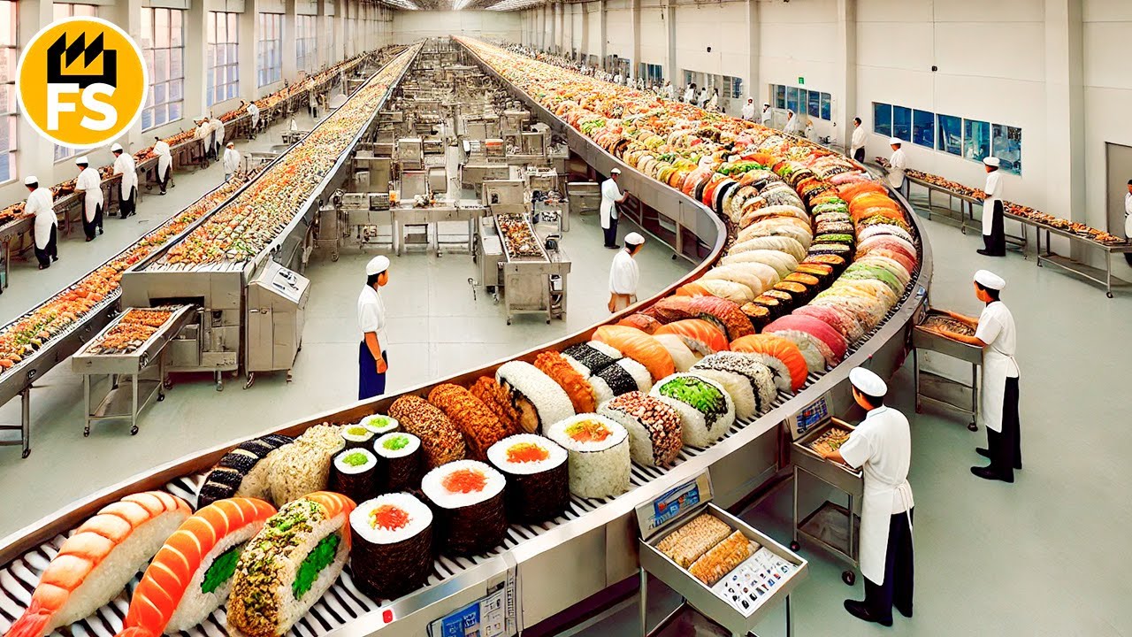 How are millions of sushi rolls made in a factory? MEGA secrets of automation.
