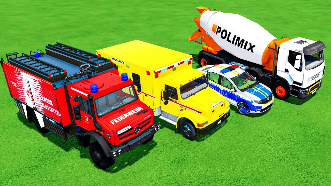TRANSPORT OF COLORS ! FIRE DEPARMENT , AMBULANCE , POLICE CAR , MIXER TRUCK TRANSPORT ! FS 22