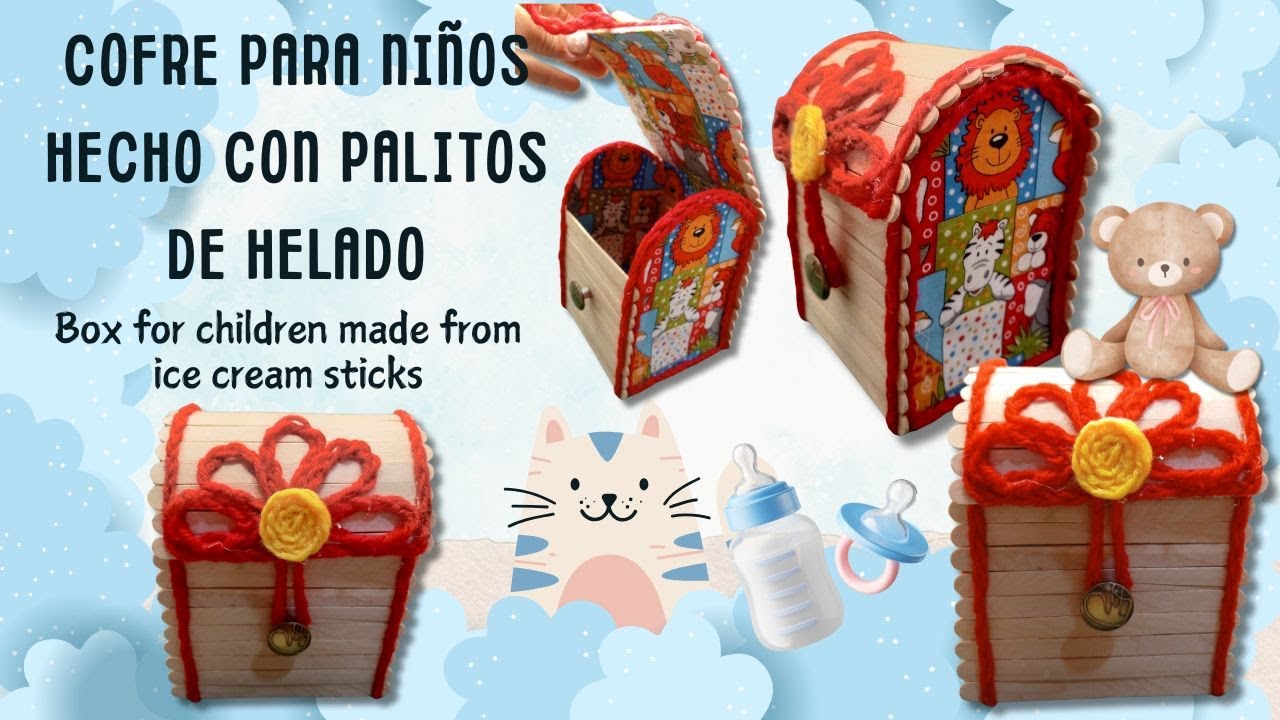 DIY Cofre hecho con palitos de helado  🤗​🤗​🤗​ Manualidades con palitos de helado