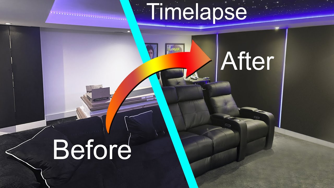 Home Cinema Timelapse - Fabric Walls - Hidden Speakers - Star Ceiling