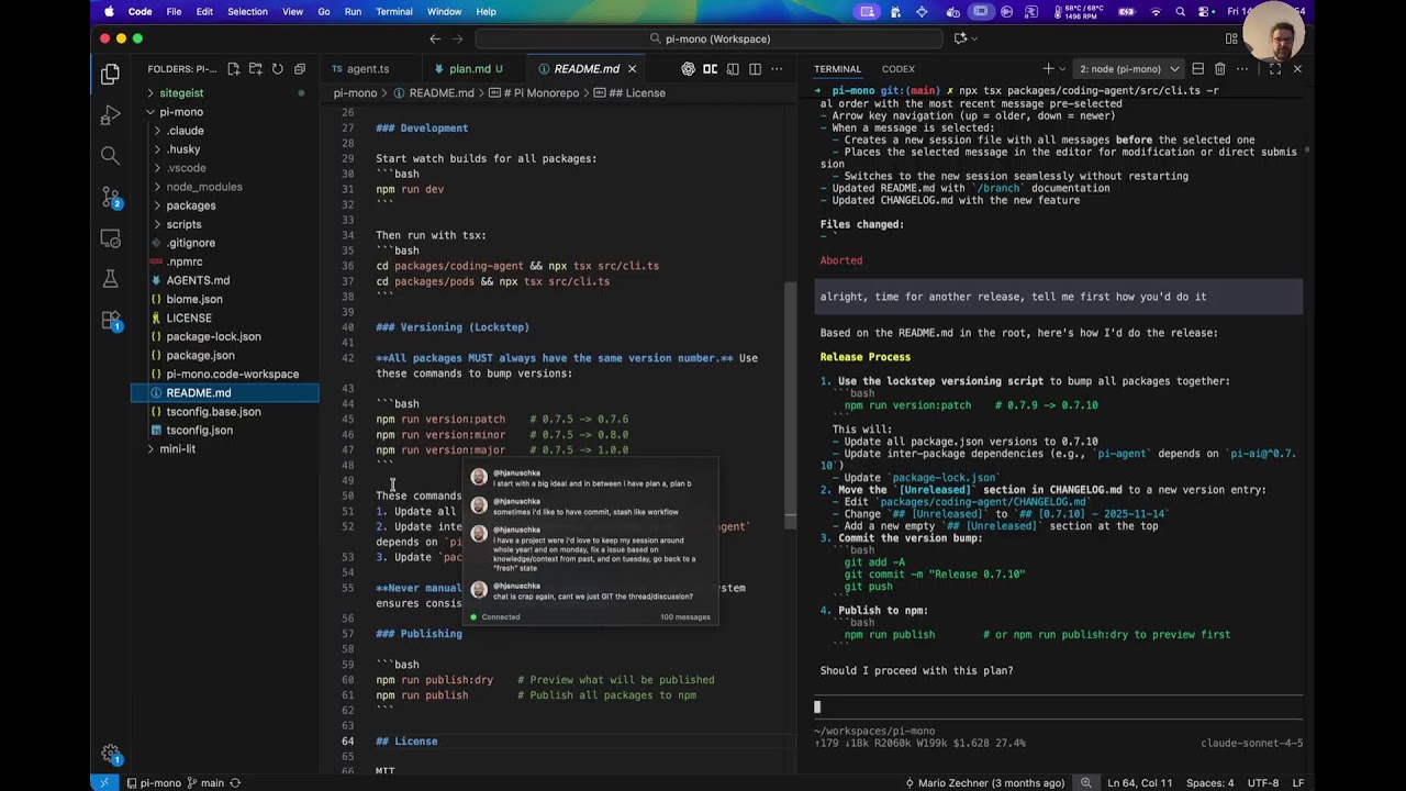 Hacking pi, the little coding agent that could, using pi