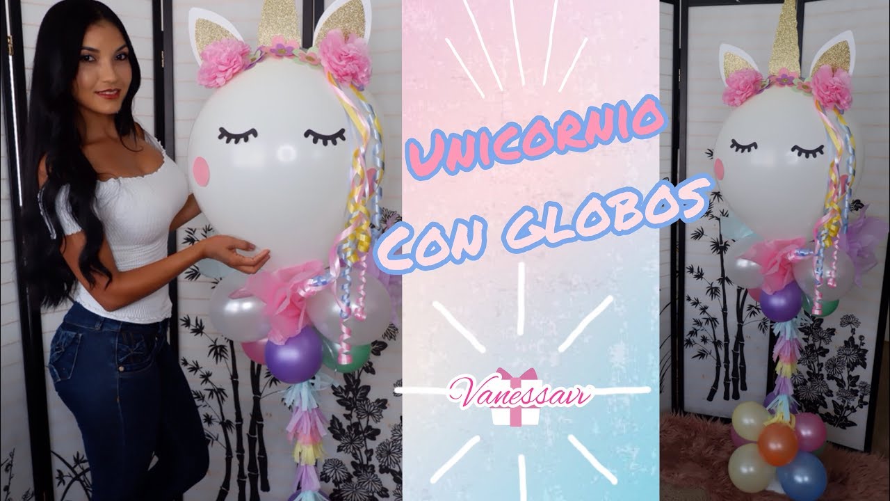 Decoración de unicornio con globos para fiestas de cumpleaños