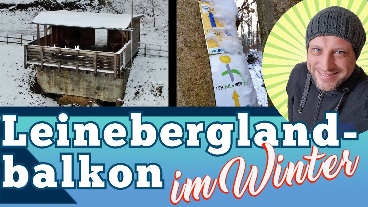 Leineberglandbalkon im Winter von oben - Wanderung im Schnee - Kansteinweg Pottlandweg Ith-Hils-Weg