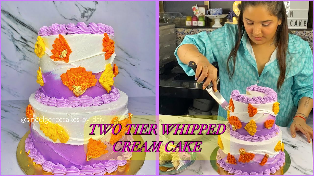 HOW TO MAKE 2 TIER WHIPPED CREAM CAKE/ FULL PROOF WAY OF STACKING DELICATE CAKES/ TRIED & TESTED