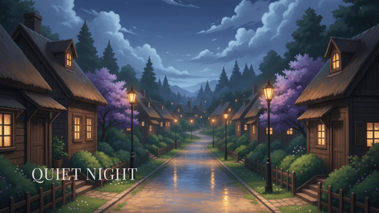 Quiet Night Village at Midnight 🌙 | Deep Sleep Ambient Music