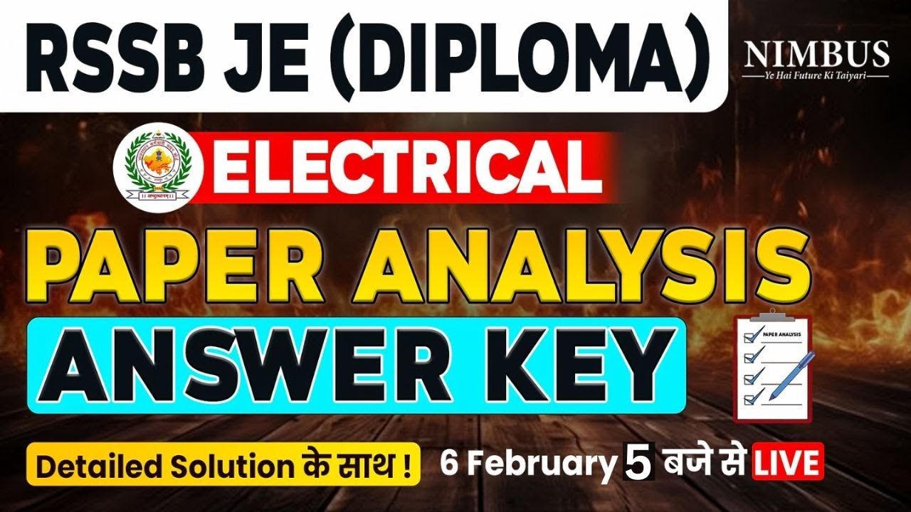 RSSB JE Exam Analysis | Electrical |RSSB JE Electrical Answer Key Solution | RSSB JE Paper Solution